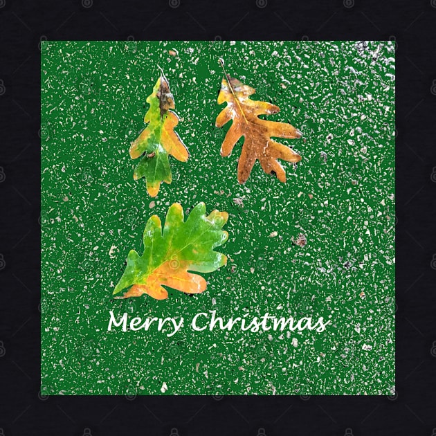 Merry Christmas: Leaves on Green Background by djrunnels